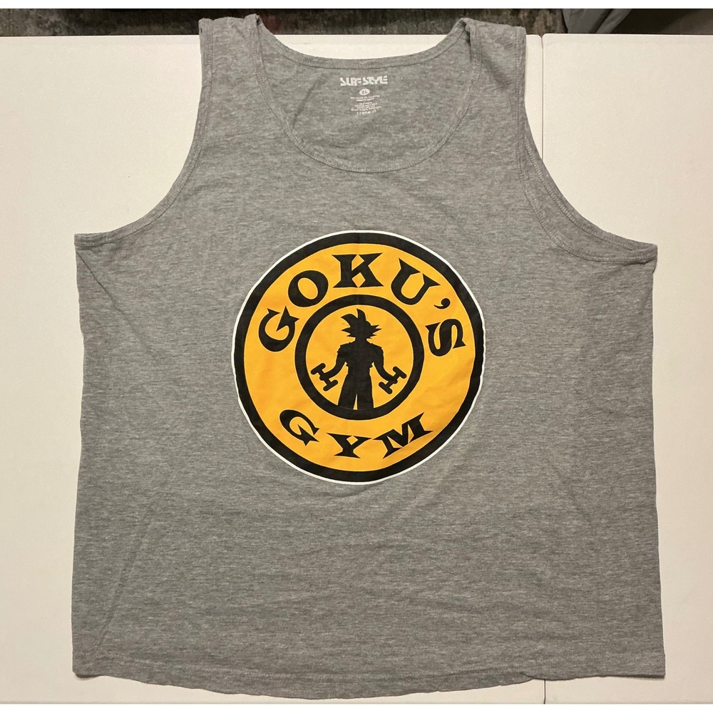 Dragon‎ Ball Z Gold's Gym Gokus Gym Parody Tank Top Gray Anime Graphic Muscle XL
